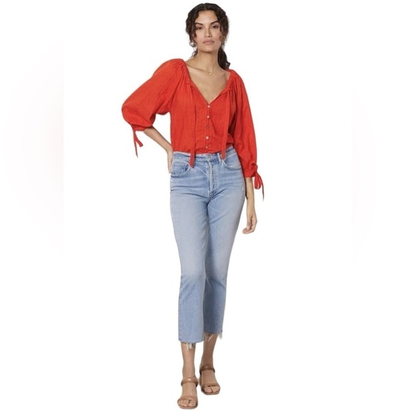 Cleobella Ryan Blouse in Cherry Red Size Medium New - Picture 16 of 16